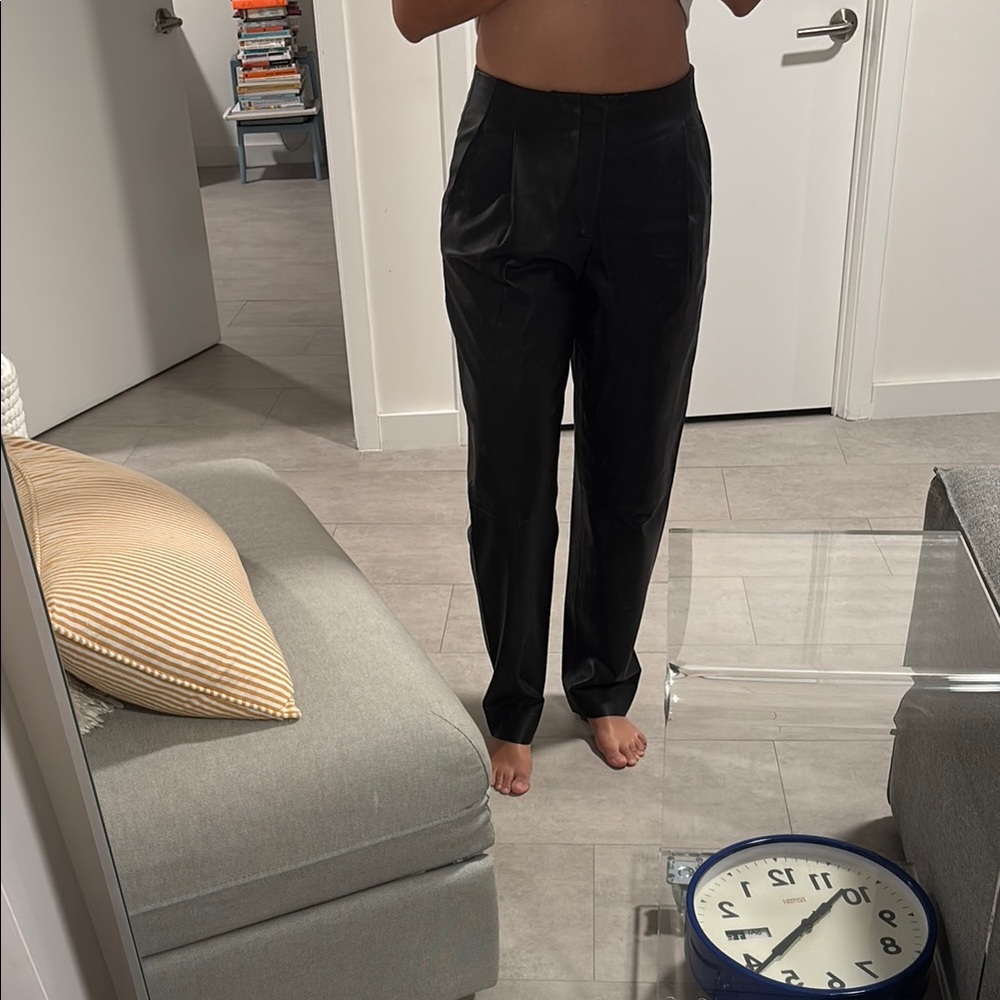 Genuine leather Black Trousers